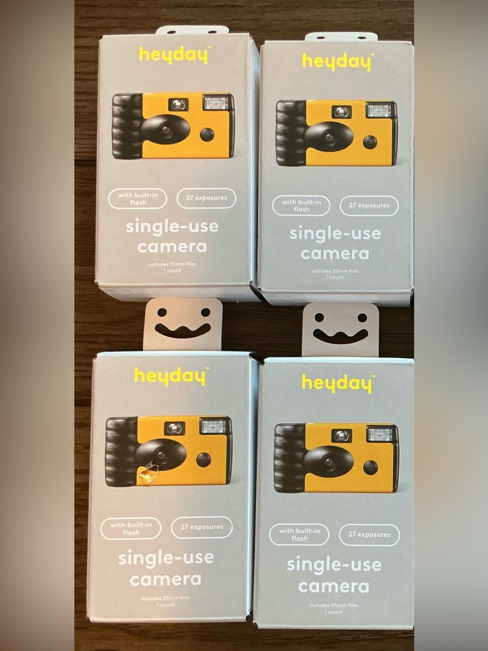 heyday Yellow & Black Single-Use Disposable Cameras - 4 Pack